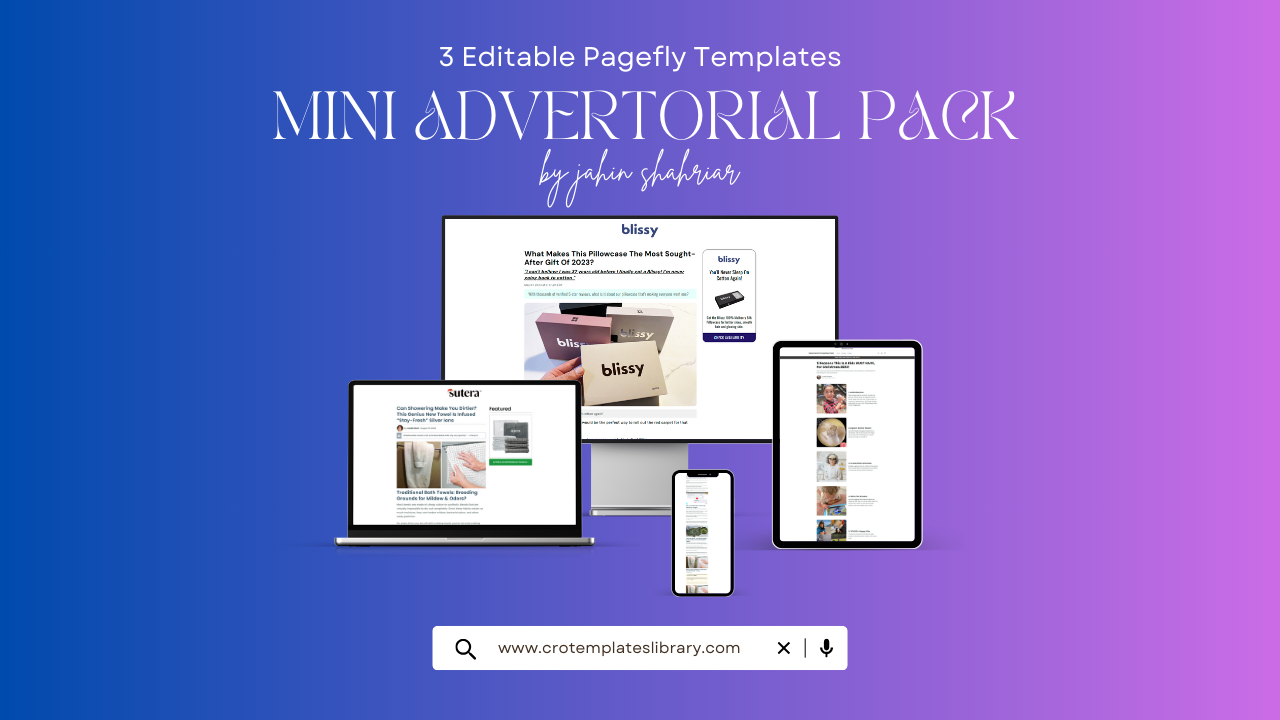 3 Shopify Advertorial Templates Pack ( 3 Editable Pagefly Templates )