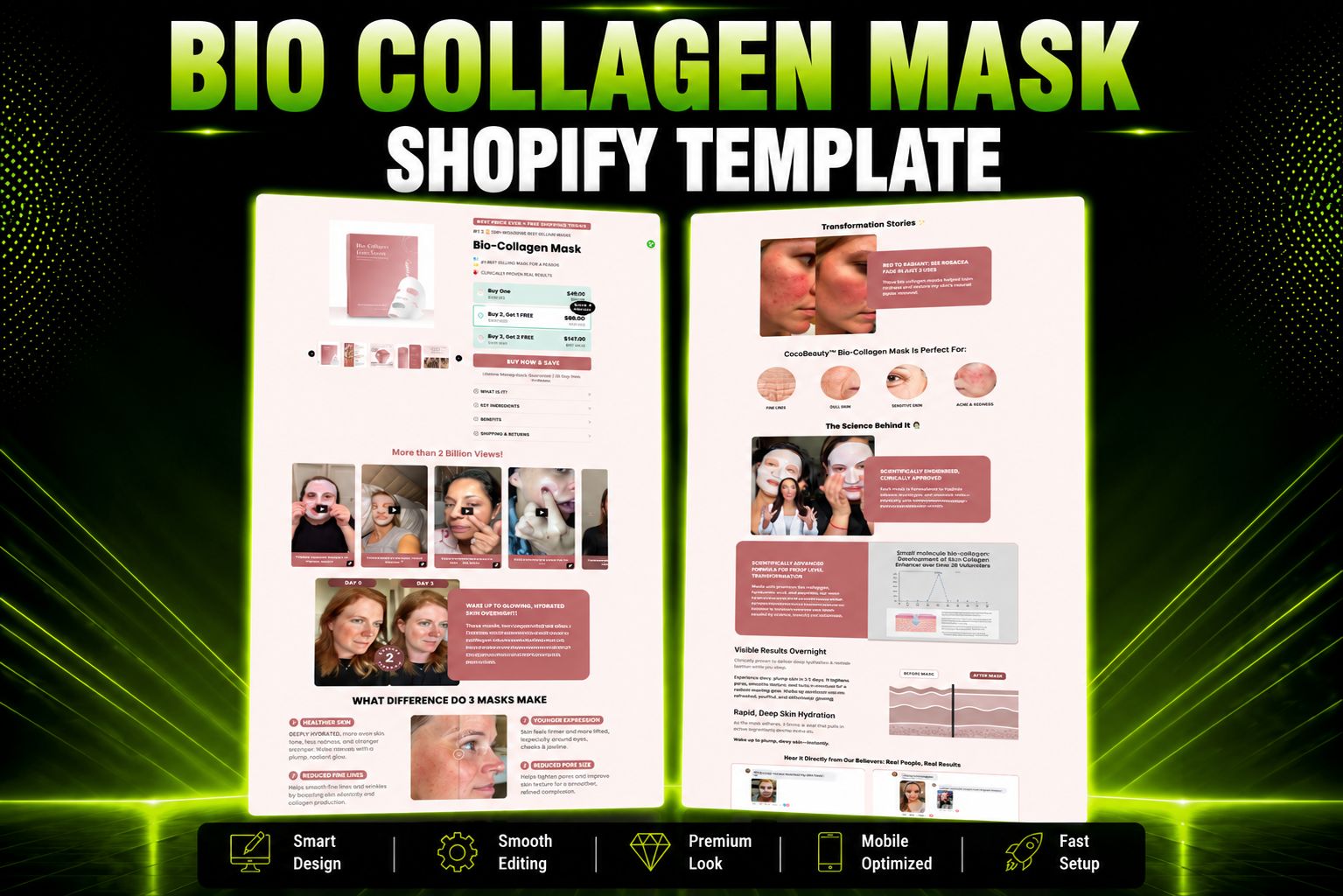 CocoBeauty Bio Collagen Face Mask Shopify Template