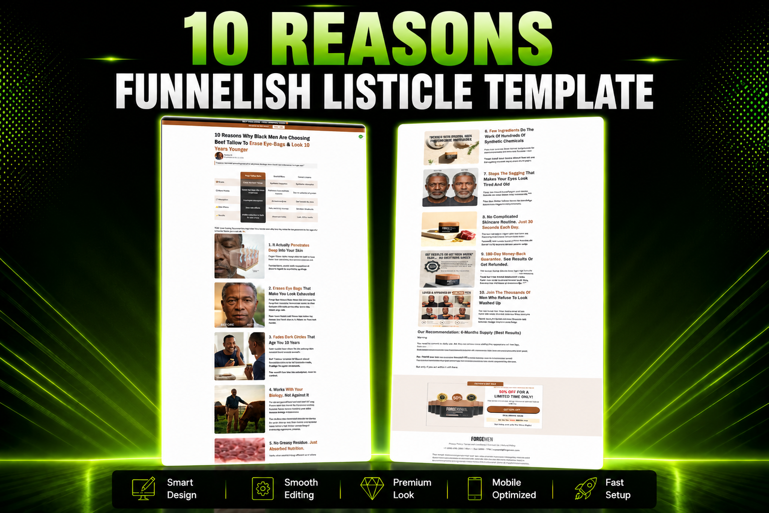 Forge Skin 10 Reasons Funnelish Listicle Template
