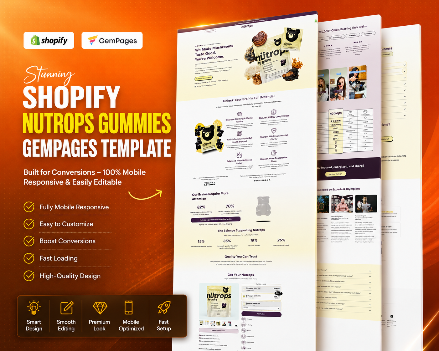 Nutrops Supplement Gummies Shopify Template