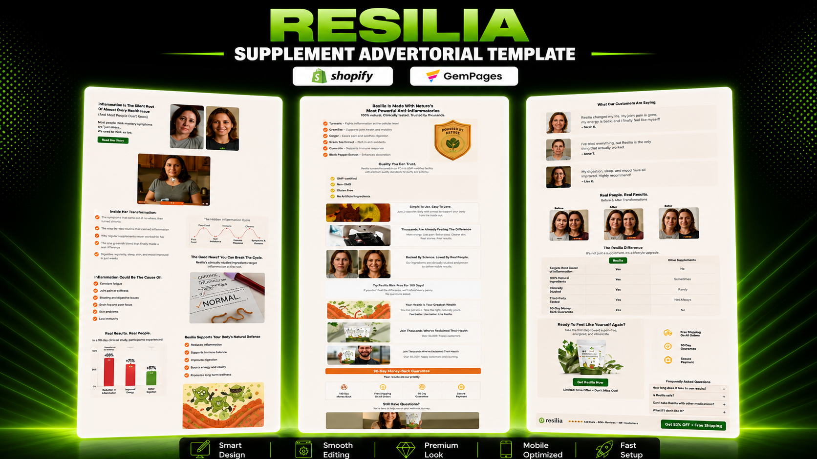 Resilia Shopify Supplement Advertorial Template