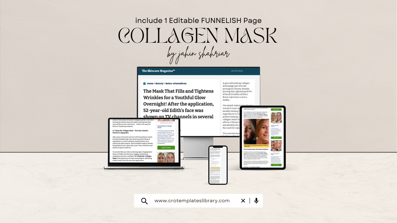 Bio Collagen Mask Funnelish Advertorial Template